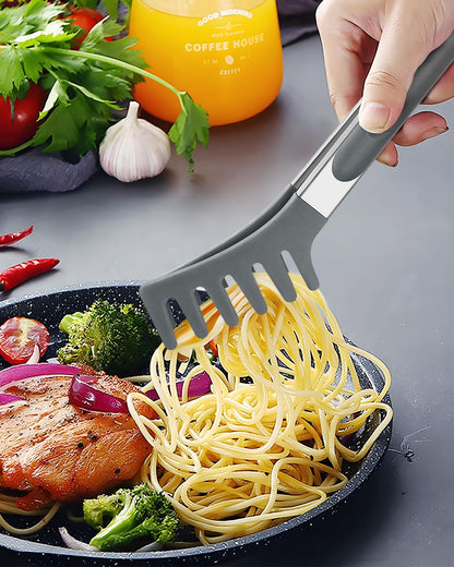 Silicone Spaghetti Spoon and Pasta Tong, Server Fork with teeth,10" & 13"