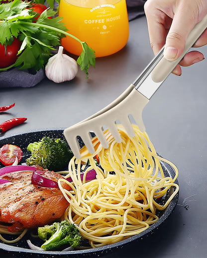 Silicone Spaghetti Spoon and Pasta Tong, Server Fork with teeth,10" & 13"