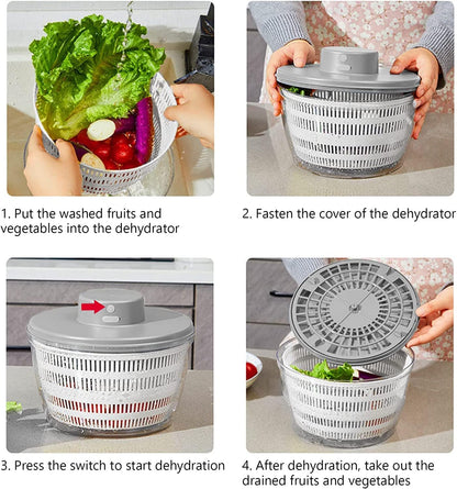 Electric Salad Spinner,Large Capacity Lettuce Spinner,4L Wireless USB