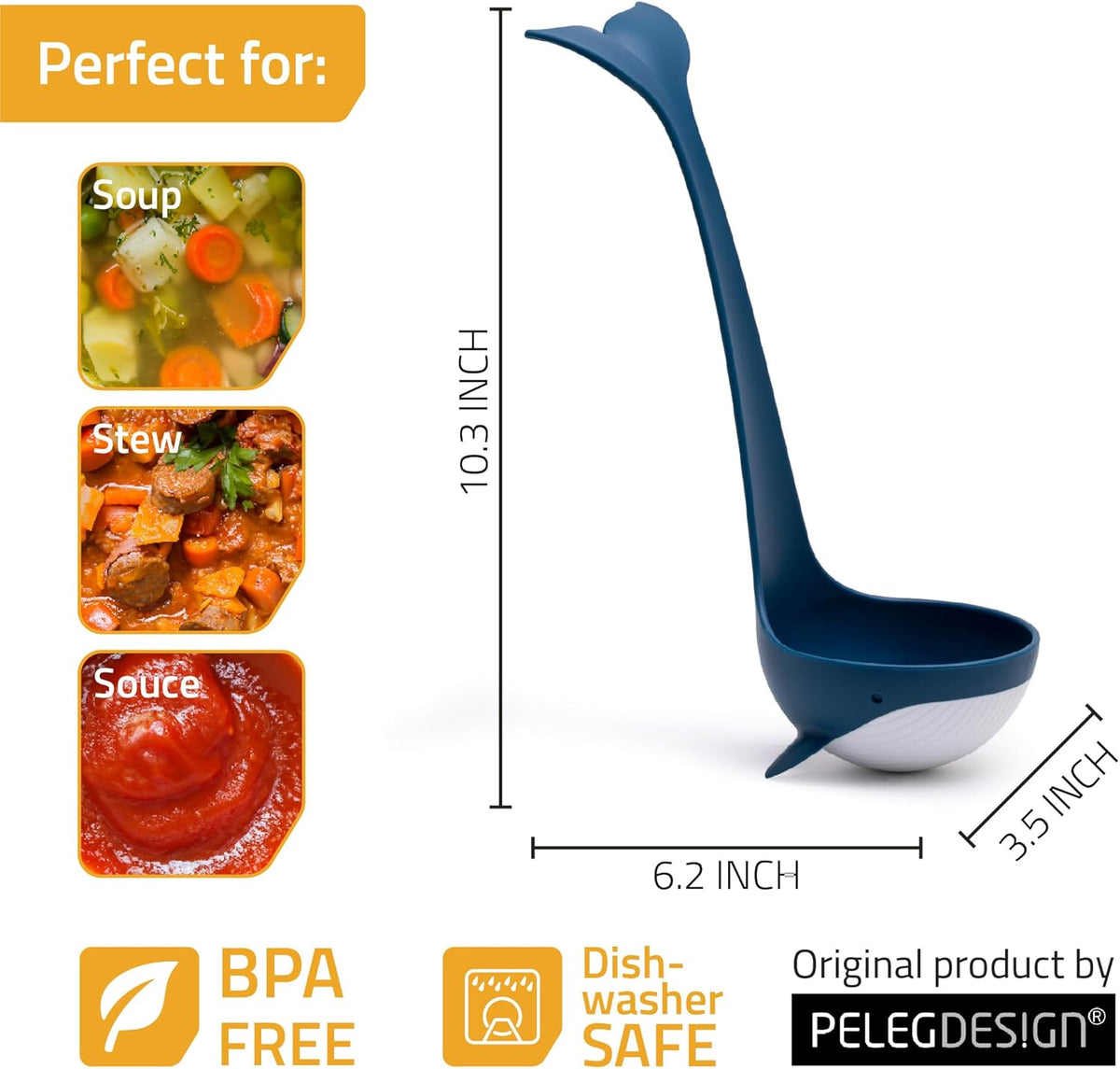 Souper Tail Soup Ladle - Ideal for Cooking, Serving Soup, Stew, and more – Fun and Decorative Ladle Spoon during Meals or Gatherings