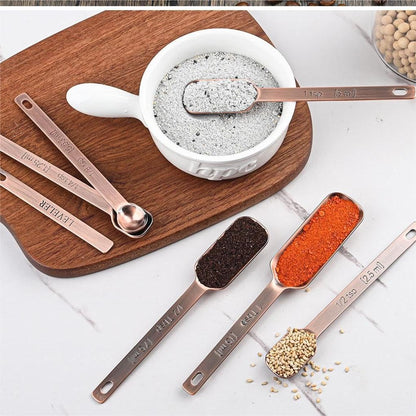 Copper Plate Measuring Cups and Spoons Set of 12, Copper Measuring Cups and Spoons Set with Leveler, Stainless Steel Measuring Spoons & Cups for Dry & Liquid Ingredients During Kitchen&Baking