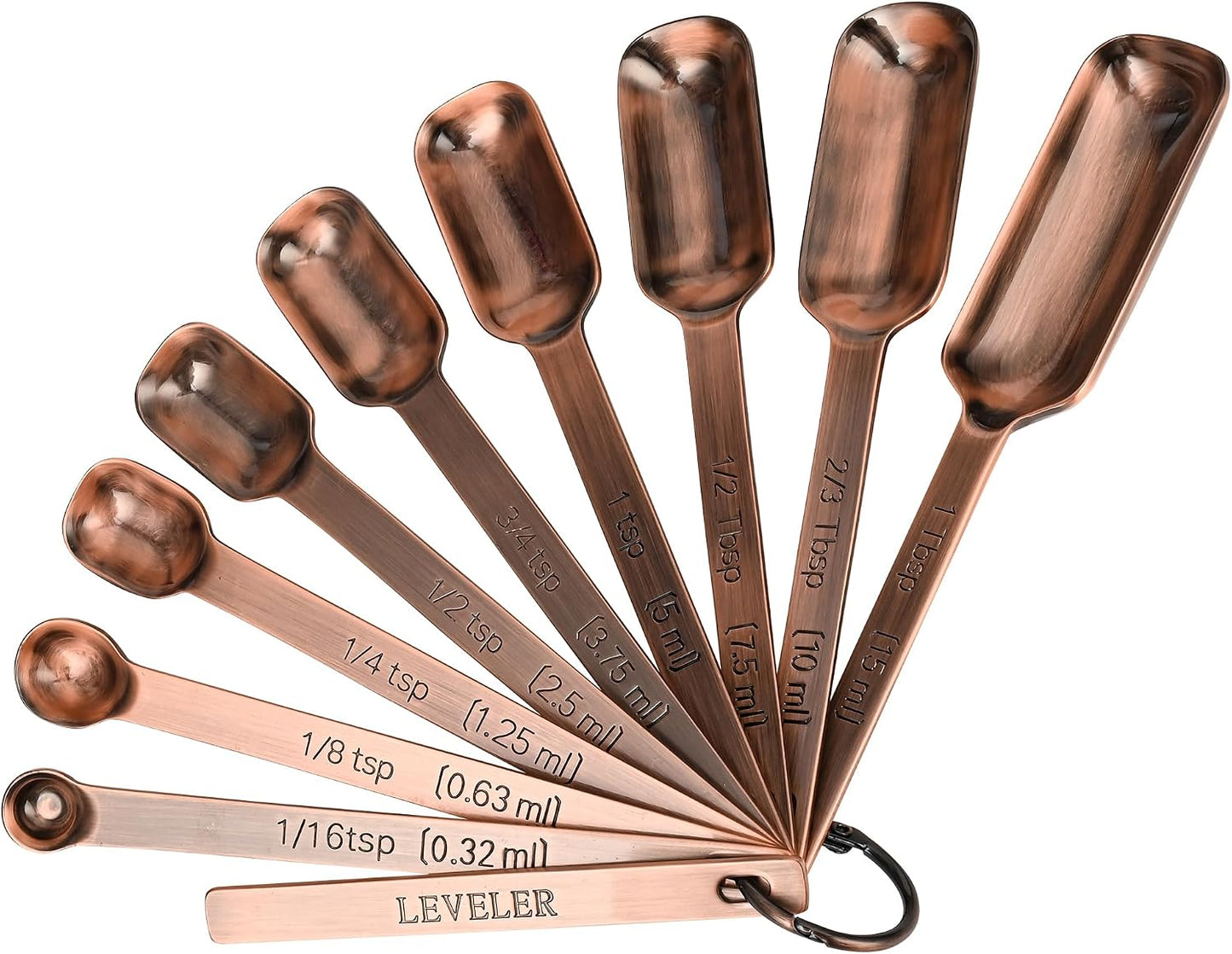 Copper Plate Measuring Cups and Spoons Set of 12, Copper Measuring Cups and Spoons Set with Leveler, Stainless Steel Measuring Spoons & Cups for Dry & Liquid Ingredients During Kitchen&Baking