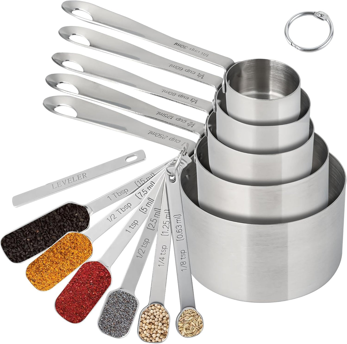 Copper Plate Measuring Cups and Spoons Set of 12, Copper Measuring Cups and Spoons Set with Leveler, Stainless Steel Measuring Spoons & Cups for Dry & Liquid Ingredients During Kitchen&Baking
