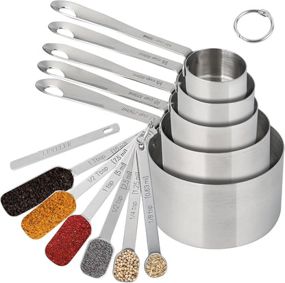 Copper Plate Measuring Cups and Spoons Set of 12, Copper Measuring Cups and Spoons Set with Leveler, Stainless Steel Measuring Spoons & Cups for Dry & Liquid Ingredients During Kitchen&Baking
