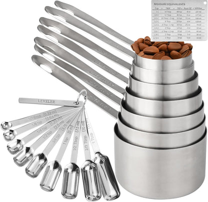 Copper Plate Measuring Cups and Spoons Set of 12, Copper Measuring Cups and Spoons Set with Leveler, Stainless Steel Measuring Spoons & Cups for Dry & Liquid Ingredients During Kitchen&Baking