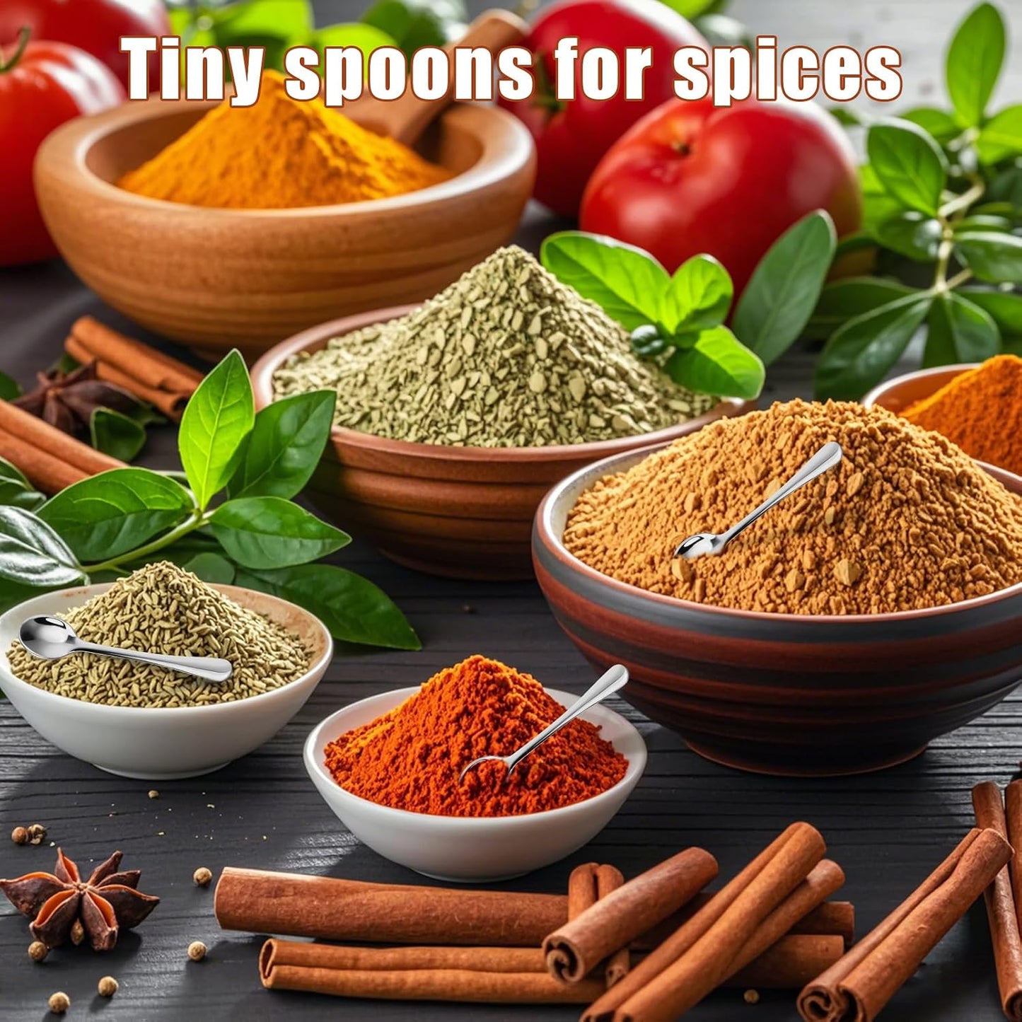 8Pcs Tiny Spoons for Spices Jars, 2.9Inch Small Stainless Steel Spoons Mini | Cute Mini Condiment Spoons Little Spoon Silverware for Spice, Salt, Seasoning, Honey, Sugar