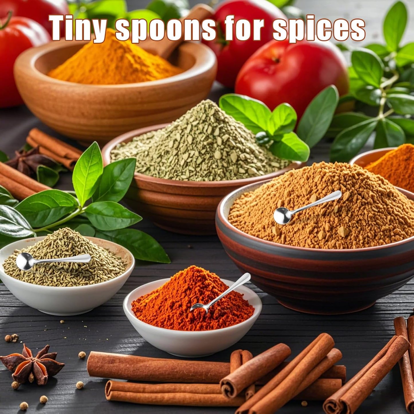 8Pcs Tiny Spoons for Spices Jars, 2.9Inch Small Stainless Steel Spoons Mini | Cute Mini Condiment Spoons Little Spoon Silverware for Spice, Salt, Seasoning, Honey, Sugar