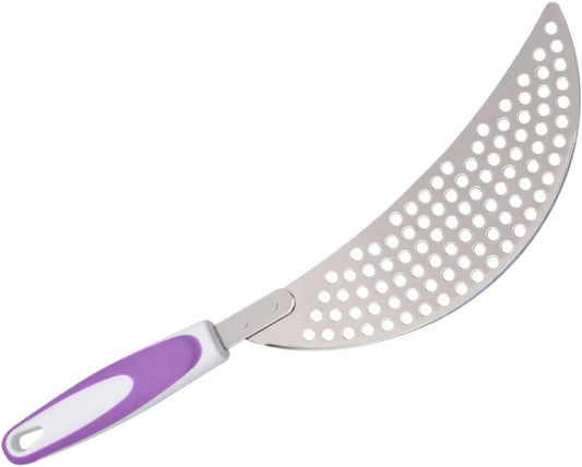 Stainless Steel Pot Strainer with Handle 14.56 inch Pan Strainer for Pasta Rice and Water Separation Clip-on Kitchen Tool for Safe Draining and Easy Hanging