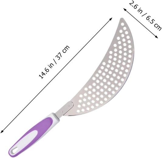 Stainless Steel Pot Strainer with Handle 14.56 inch Pan Strainer for Pasta Rice and Water Separation Clip-on Kitchen Tool for Safe Draining and Easy Hanging