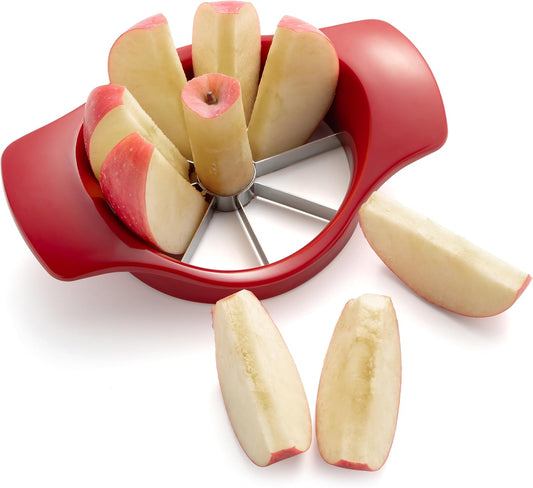 Classic Fruit Slicer Apple Slicer - Professional Apple Cutter - Stainless Steel Apple Corer - Super Sharp Apple Slicer and Corer - Apple Tool with 8 Sharp Blades, One Size, Red