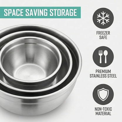 Table Concept 3 Set Mixing Bowls, Airtight Lids Stainless Steel Nesting Set