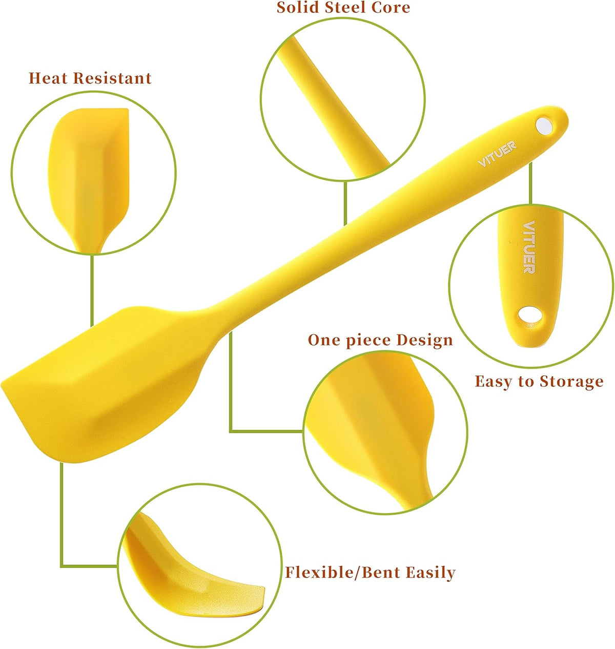 5PCS Silicone Rubber Spatula Set, Food Grade BPA-Free Spatulas for kitchen Use, Heat Resistant Spatula for Cooking & Baking, Dishwasher Safe