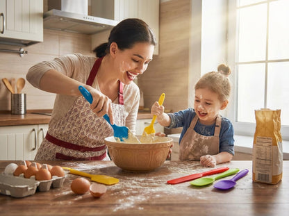 5PCS Silicone Rubber Spatula Set, Food Grade BPA-Free Spatulas for kitchen Use, Heat Resistant Spatula for Cooking & Baking, Dishwasher Safe