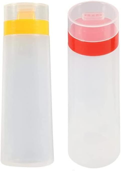 4 Hole Jam Squeeze Bottle with Cap Lids, 300ml Large Capacity Leak Proof Condiment Squeeze Sauce Bottles for Salad Dressing, Ketchup, Mayonnaise, Olive Oil (2 Pack)