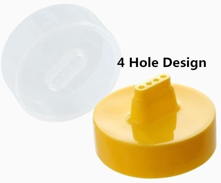 4 Hole Jam Squeeze Bottle with Cap Lids, 300ml Large Capacity Leak Proof Condiment Squeeze Sauce Bottles for Salad Dressing, Ketchup, Mayonnaise, Olive Oil (2 Pack)