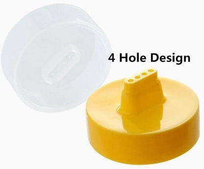 4 Hole Jam Squeeze Bottle with Cap Lids, 300ml Large Capacity Leak Proof Condiment Squeeze Sauce Bottles for Salad Dressing, Ketchup, Mayonnaise, Olive Oil (2 Pack)