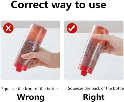 4 Hole Jam Squeeze Bottle with Cap Lids, 300ml Large Capacity Leak Proof Condiment Squeeze Sauce Bottles for Salad Dressing, Ketchup, Mayonnaise, Olive Oil (2 Pack)