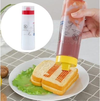 4 Hole Jam Squeeze Bottle with Cap Lids, 300ml Large Capacity Leak Proof Condiment Squeeze Sauce Bottles for Salad Dressing, Ketchup, Mayonnaise, Olive Oil (2 Pack)