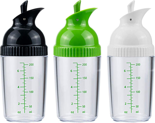 3 Pack Salad Dressing Shaker Container, 7 Oz Salad Dressing Mixer Bottle Mixer Dispenser, Dripless Pour, Soft Grip, BPA Free