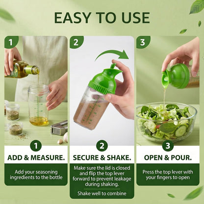 3 Pack Salad Dressing Shaker Container, 7 Oz Salad Dressing Mixer Bottle Mixer Dispenser, Dripless Pour, Soft Grip, BPA Free