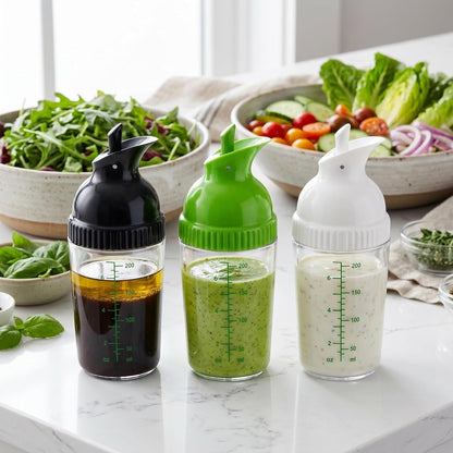 3 Pack Salad Dressing Shaker Container, 7 Oz Salad Dressing Mixer Bottle Mixer Dispenser, Dripless Pour, Soft Grip, BPA Free