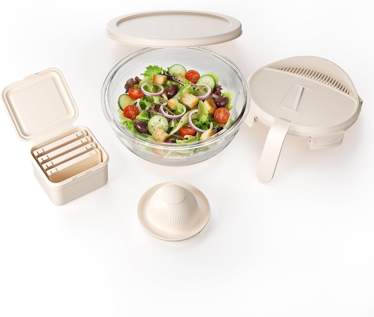 Salad Chopper with Bowl, Vegetable Chopper for Salad Prep, 8.5 Cup Glass Bowl, Food Chopper for Kitchen, Onion Chopper, BPA-Free & Dishwasher Safe, Easy Meal Prep Tool
