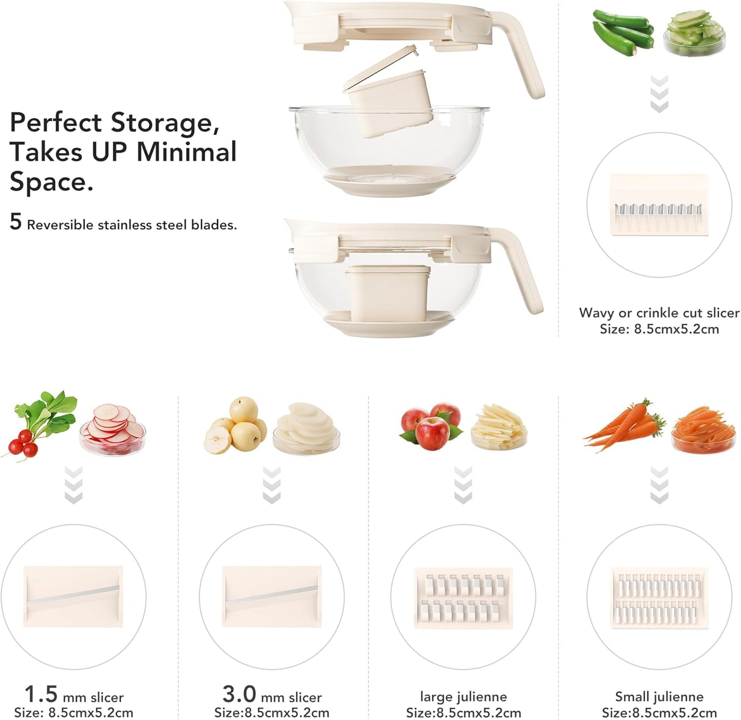 Salad Chopper with Bowl, Vegetable Chopper for Salad Prep, 8.5 Cup Glass Bowl, Food Chopper for Kitchen, Onion Chopper, BPA-Free & Dishwasher Safe, Easy Meal Prep Tool