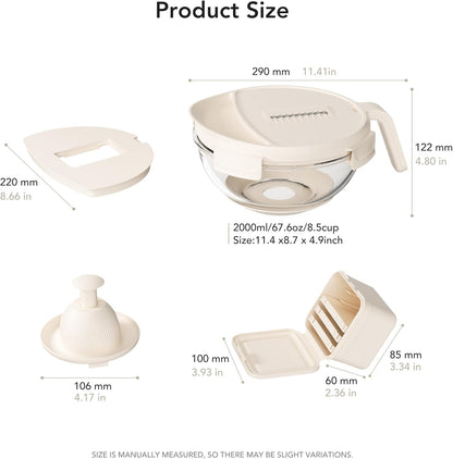Salad Chopper with Bowl, Vegetable Chopper for Salad Prep, 8.5 Cup Glass Bowl, Food Chopper for Kitchen, Onion Chopper, BPA-Free & Dishwasher Safe, Easy Meal Prep Tool
