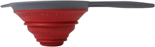 Pop N Store Collapsible Strainer, 8-Inch, Red, 1.3 Quarts Capacity, Dishwasher Safe, Space-Saving Design