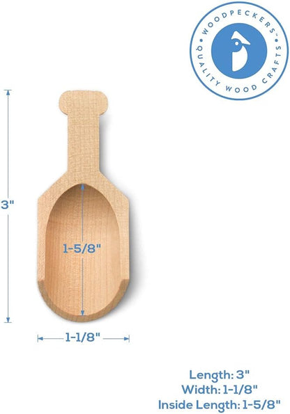 Small Wooden Teaspoon Scoops for Food Canisters & Jars, Teaspoon Measuring Spoons, Mini Wood Coffee scoop for Ground Coffee Bath Salts Manuka Honey & Laundry Powder, Pack of 25 Scoopers