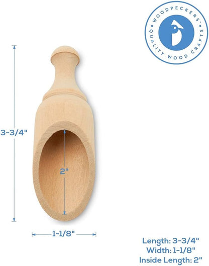 Small Wooden Teaspoon Scoops for Food Canisters & Jars, Teaspoon Measuring Spoons, Mini Wood Coffee scoop for Ground Coffee Bath Salts Manuka Honey & Laundry Powder, Pack of 25 Scoopers