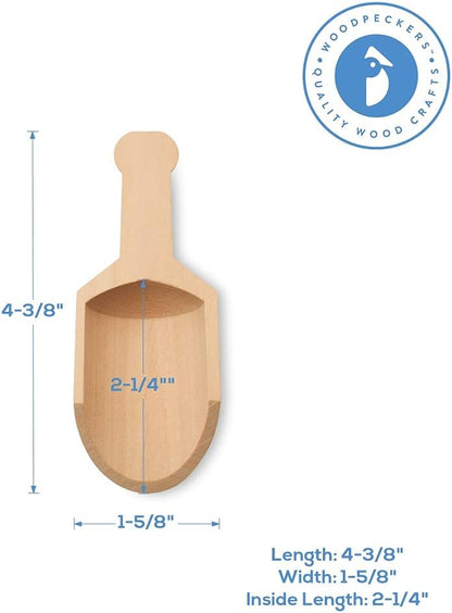 Small Wooden Teaspoon Scoops for Food Canisters & Jars, Teaspoon Measuring Spoons, Mini Wood Coffee scoop for Ground Coffee Bath Salts Manuka Honey & Laundry Powder, Pack of 25 Scoopers