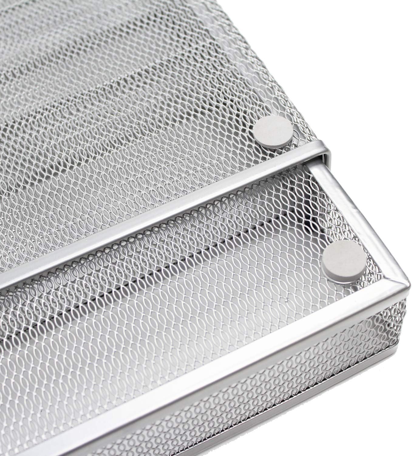 Utensil Drawer Organizer - Expandable Cutlery Tray, Silverware/Flatware Storage Divider for Kitchen, Mesh Designing with Non-slip Rubber Feet (Silver)