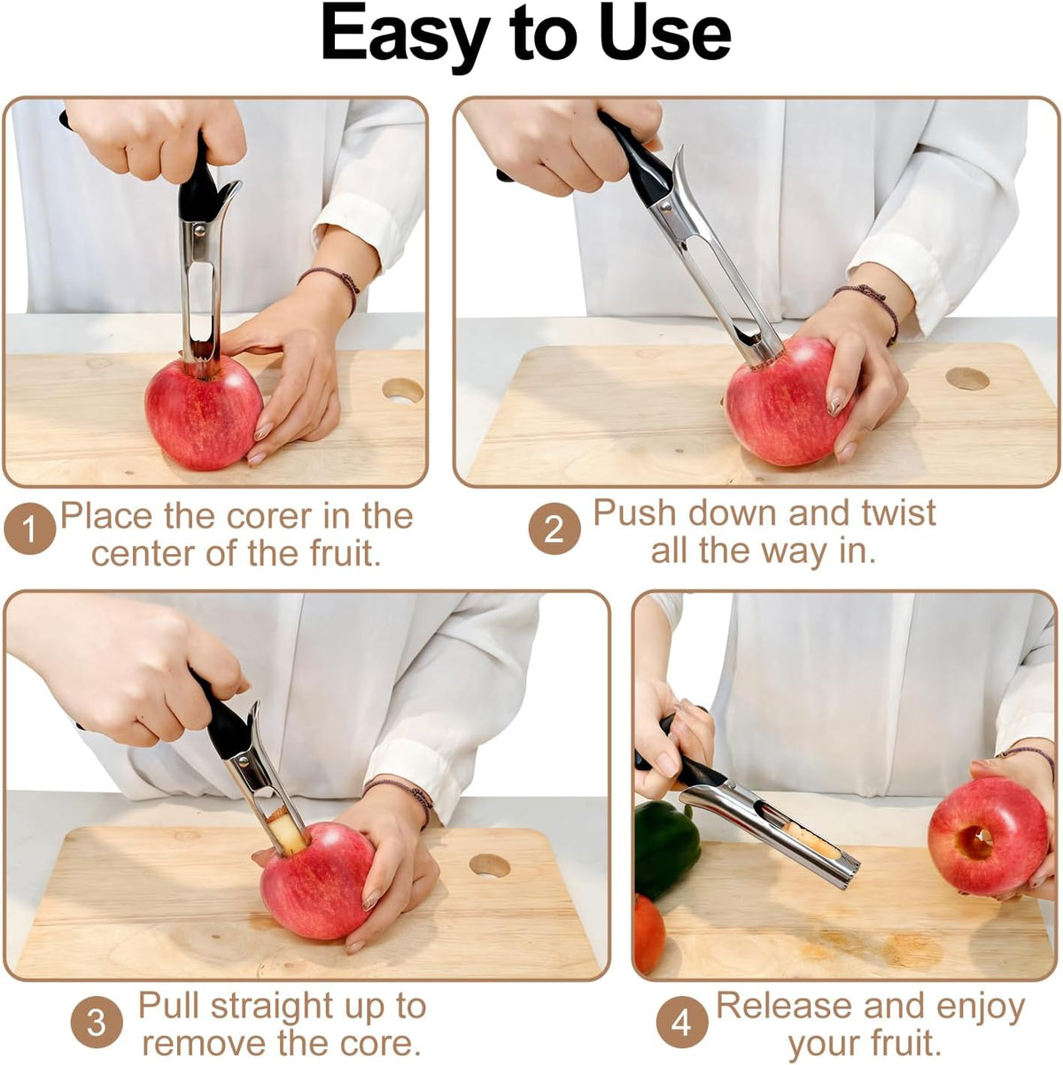 Apple Corer, Apple Corer Tool, Premium Stainless Steel Core Remover Tool