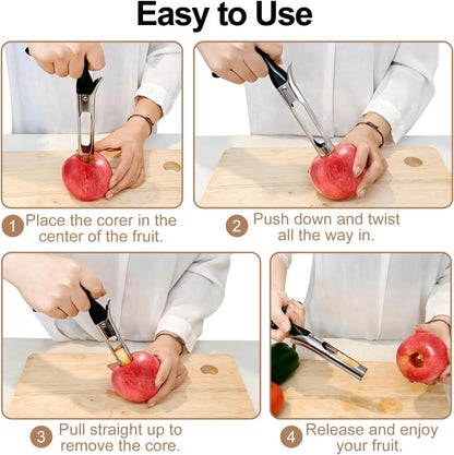 Apple Corer, Apple Corer Tool, Premium Stainless Steel Core Remover Tool