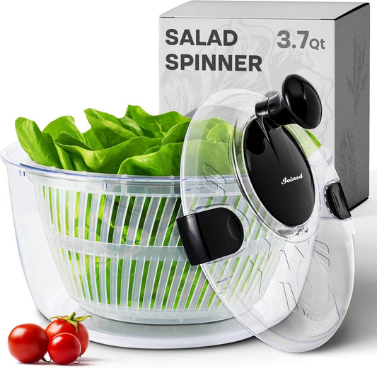 Salad Spinner with Drain, Bowl, and Colander - Quick and Easy Multi-Use Lettuce Spinner, Vegetable Dryer, Fruit Washer, Pasta and Fries Spinner - 3.7 Qt