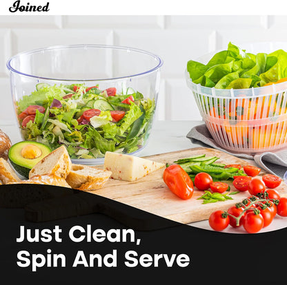 Salad Spinner with Drain, Bowl, and Colander - Quick and Easy Multi-Use Lettuce Spinner, Vegetable Dryer, Fruit Washer, Pasta and Fries Spinner - 3.7 Qt
