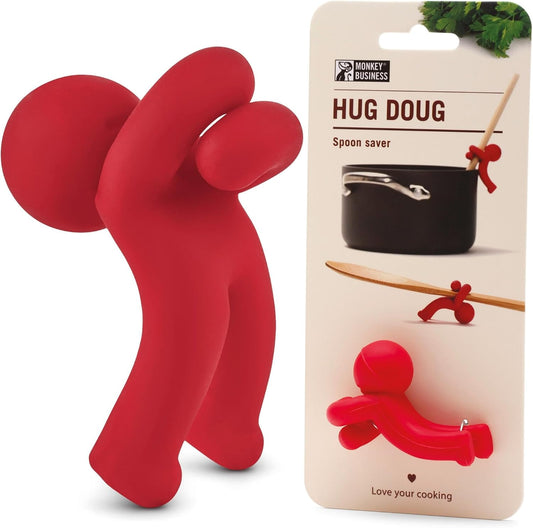 Hug Doug Spoon Saver | Spoon Holder and Lid Lifter Stopping The Spoon from Falling in | Silicone Spoon Rest | Stove Spoon Holder | Cool Kitchen Gadgets & Cute Kitchen Accessories | by Monkey Business