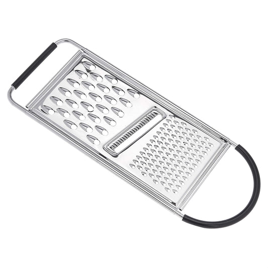Cheese Grater with Handle, Stainless Steel Zester, Easy to Clean, Dishwasher Safe, Rectangular, Non-Slip, Multifunction Tool for Kitchen Prep, Vegetables, Black