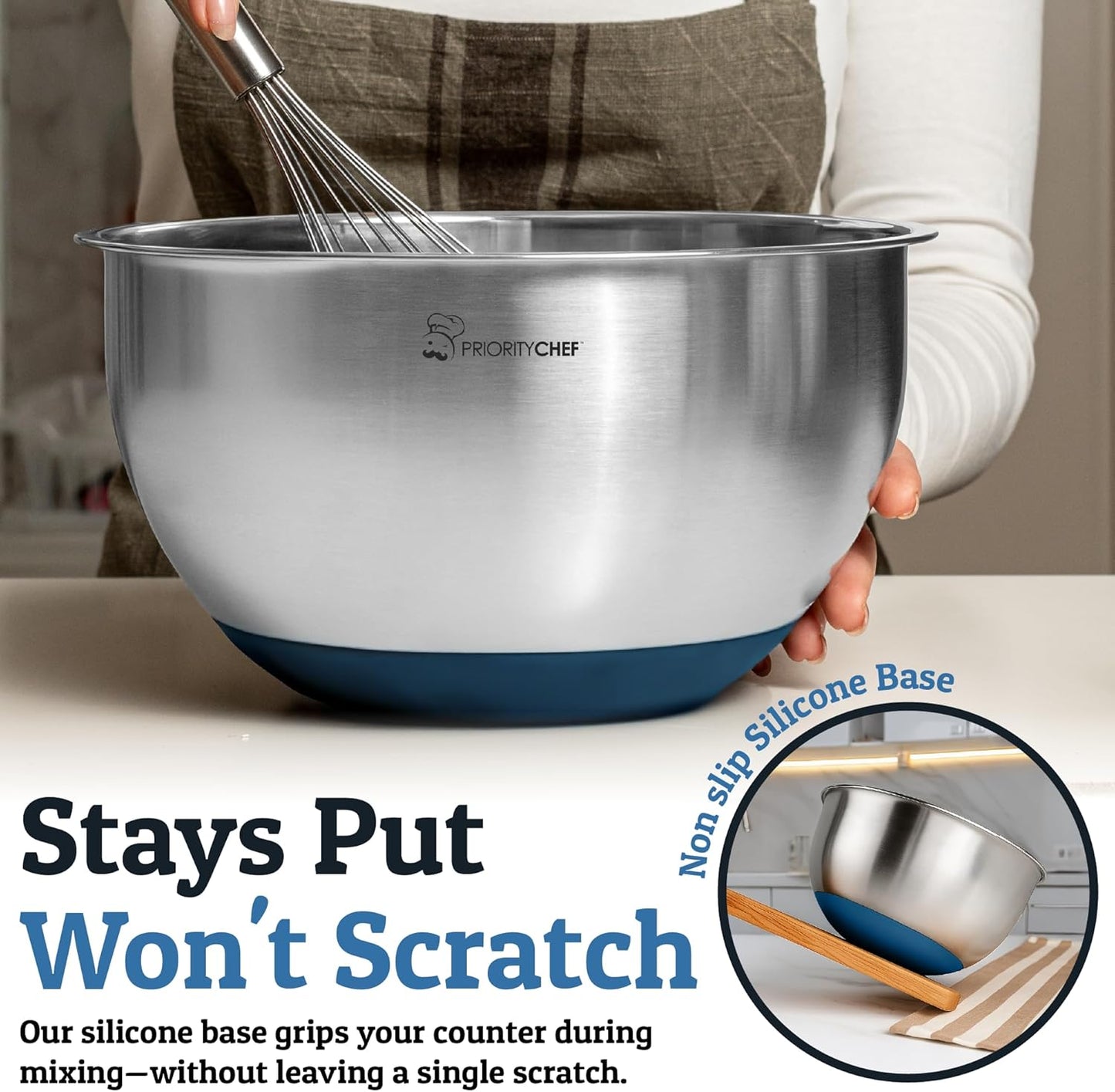 Stainless Steel Mixing Bowls with Lids Set, Metal Nesting Bowls with Airtight Lids, Graters, Non-Slip Base & Measurement Marks, Includes Utensil Set for Prep, Baking & Storage, Black