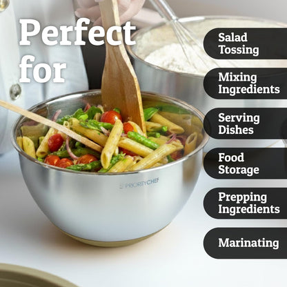 Stainless Steel Mixing Bowls with Lids Set, Metal Nesting Bowls with Airtight Lids, Graters, Non-Slip Base & Measurement Marks, Includes Utensil Set for Prep, Baking & Storage, Black