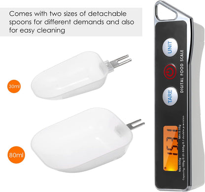 Spoon Scale, Digital Spoon Scale Electronic Measuring Spoon Scale Household Kitchen Spoon Scale Food Scale with Tare Function Capacity 0.05g to 500g Support Unit g/oz/gn/ct/