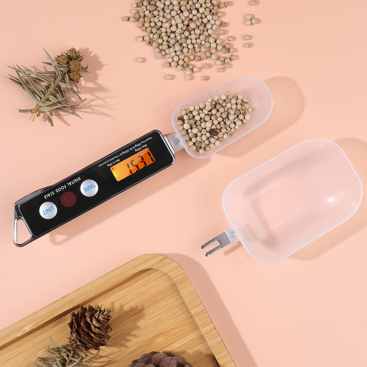 Spoon Scale, Digital Spoon Scale Electronic Measuring Spoon Scale Household Kitchen Spoon Scale Food Scale with Tare Function Capacity 0.05g to 500g Support Unit g/oz/gn/ct/