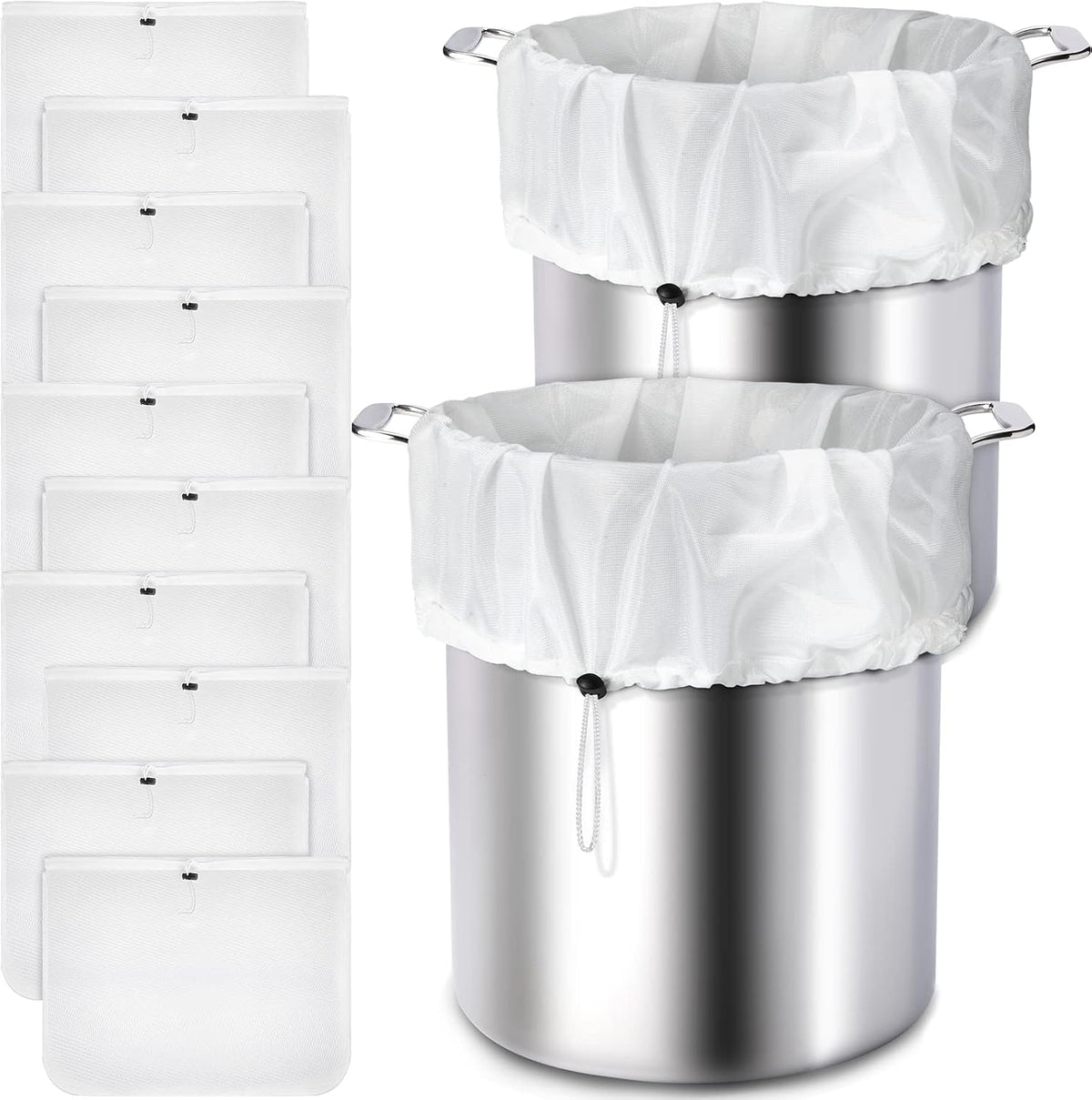 10 Pack Brew Bags Reusable Fine Mesh Strainer Cloth Filters Large