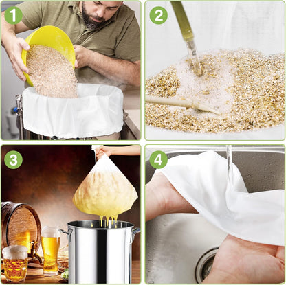 10 Pack Brew Bags Reusable Fine Mesh Strainer Cloth Filters Large