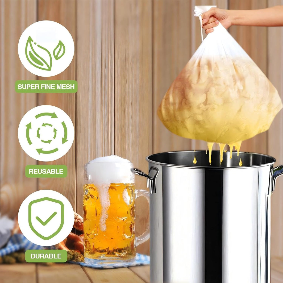 10 Pack Brew Bags Reusable Fine Mesh Strainer Cloth Filters Large