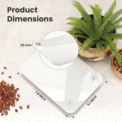 Qahar Food Scale with Nutritional Calculator, Waterproof LED Display Digital Kitchen Scale for Weight Loss Cooking Baking Keto Macro Diet, Calorie Counting, Black Glass, 22lb/10kg