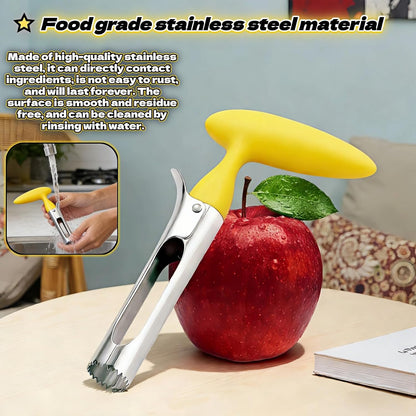 Apple Corer, Stainless Steel Apple Corer and Divider with Sharp Serrated Blade – Easy to Use – Core Remover Tool for Apples, Pears, Cupcakes – Heavy-Duty Kitchen Gadget for Baking, Cooking (Yellow)