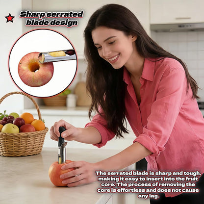 Apple Corer, Stainless Steel Apple Corer and Divider with Sharp Serrated Blade – Easy to Use – Core Remover Tool for Apples, Pears, Cupcakes – Heavy-Duty Kitchen Gadget for Baking, Cooking (Yellow)