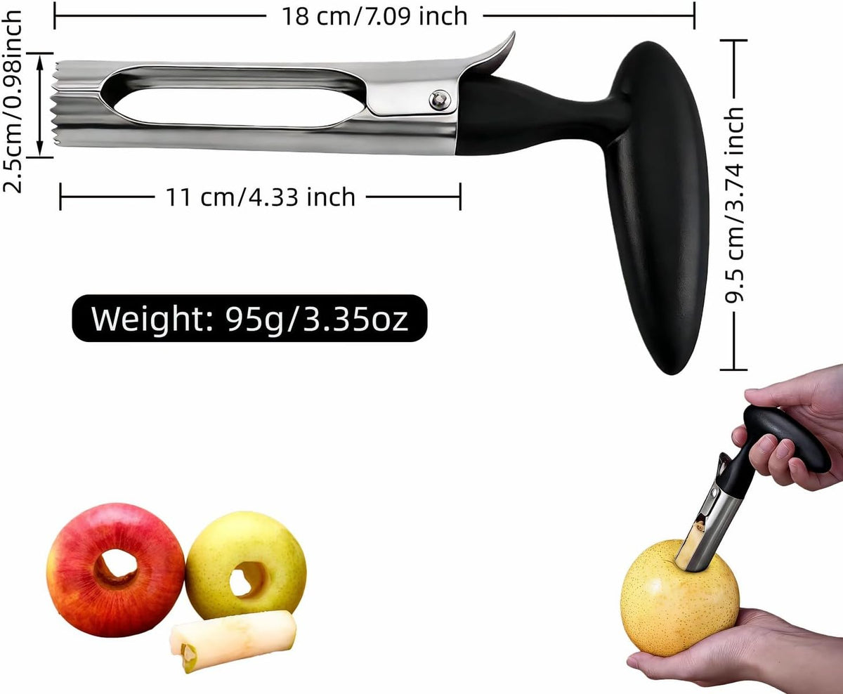 Apple Corer, Stainless Steel Apple Corer and Divider with Sharp Serrated Blade – Easy to Use – Core Remover Tool for Apples, Pears, Cupcakes – Heavy-Duty Kitchen Gadget for Baking, Cooking (Yellow)